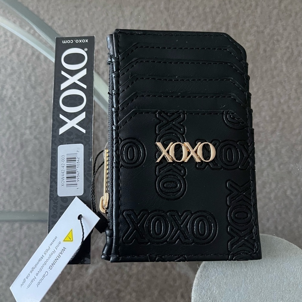 XOXO Embossed Faux Leather Black Card Holder Wallet